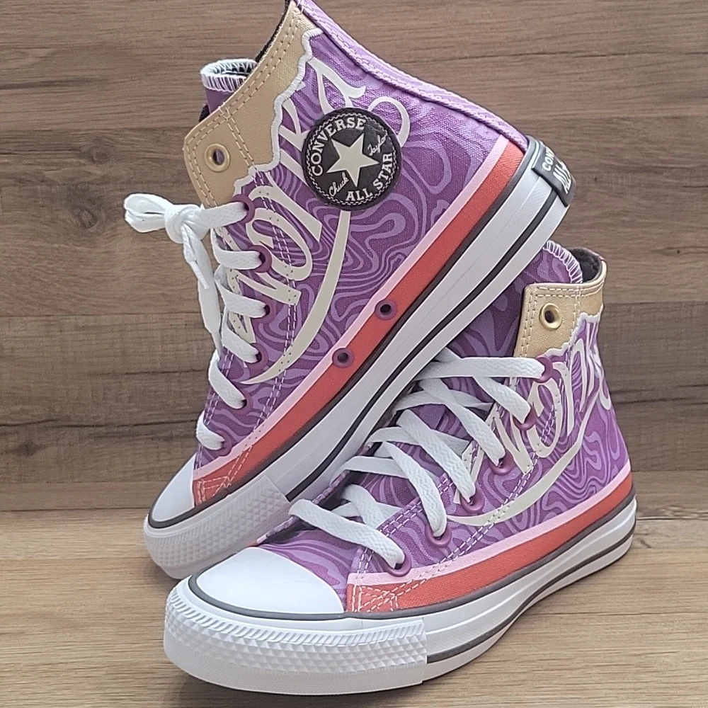 Purple High-Top Sneakers with White Laces